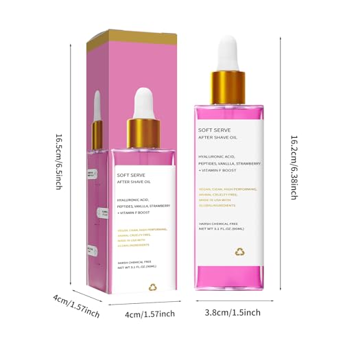 Strawberry Vanilla After Shave Oil for Smooth Skin, Soft Serve After Shave Oil with Hyaluronic Acid & Peptides (1 PCS, 9