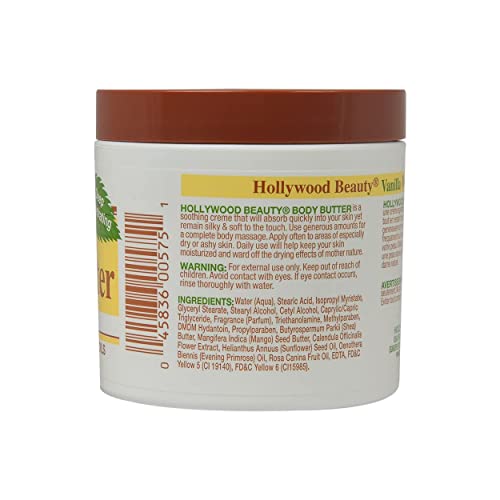 Hollywood Beauty Body Butter with Shea Butter & Vanilla - Hydrate & Soothe Skin - 12 oz.
| Hollywood Beauty 12 oz. Body