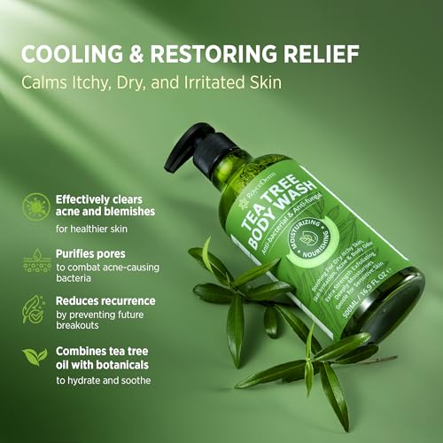 Antifungal Body Wash & Soap - Tea Tree Body Wash for Back Acne, Jock Itch, Athlete's Foot, Body Odor, Nail Fungus, Ring