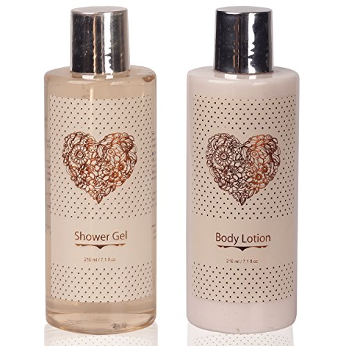 Lovestee Spa Gift Basket for Vanille Lovers - Bath and Body Set Includes Shower Gel, Body Lotion, Hand Lotion, Bath Salt