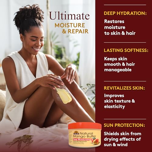 Okay Pure Naturals Shea & Mango Body Butter for Skin - Daily Moisturizer for Hair and Body, Helps with Stretch Marks, So
