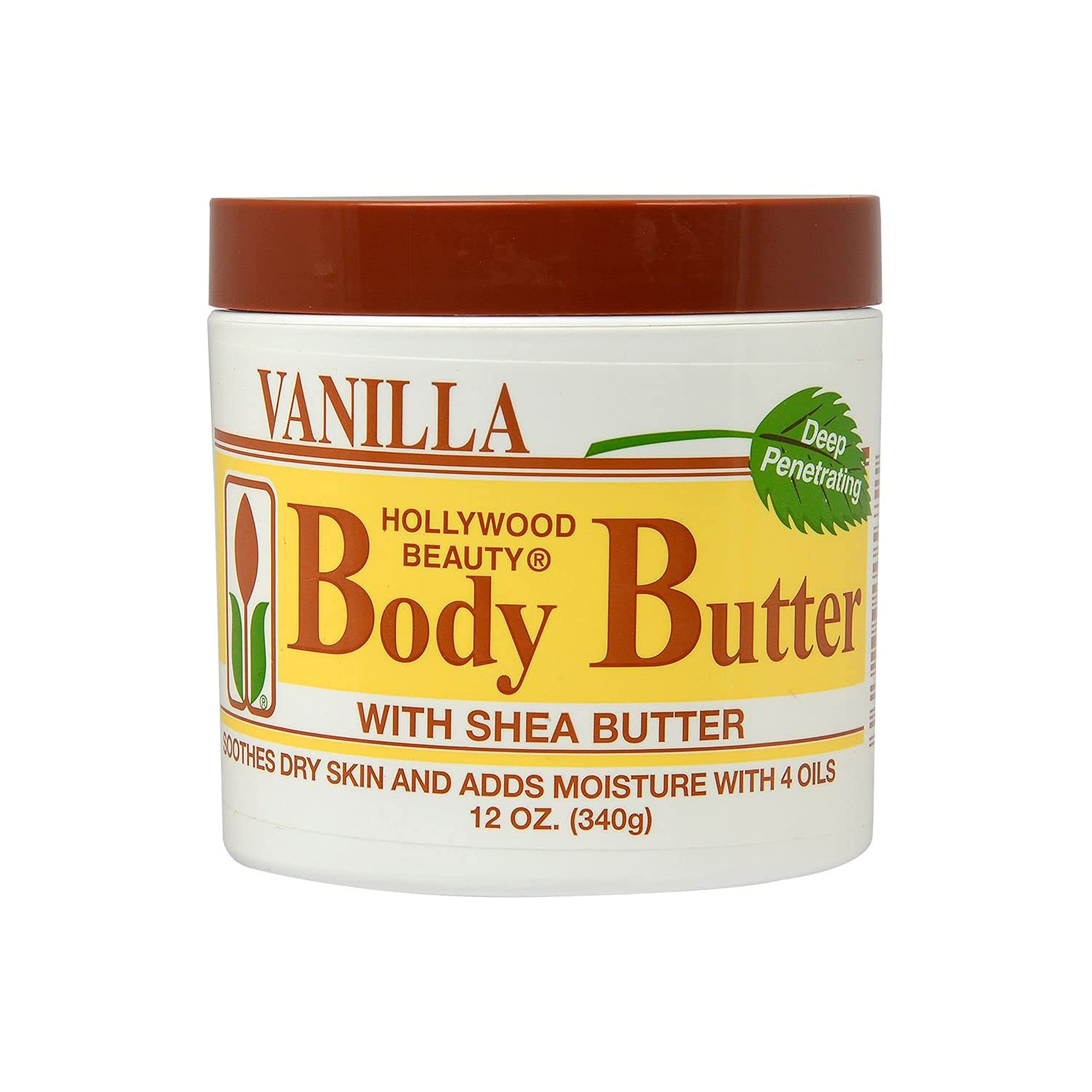Hollywood Beauty Body Butter with Shea Butter & Vanilla - Hydrate & Soothe Skin - 12 oz.
| Hollywood Beauty 12 oz. Body