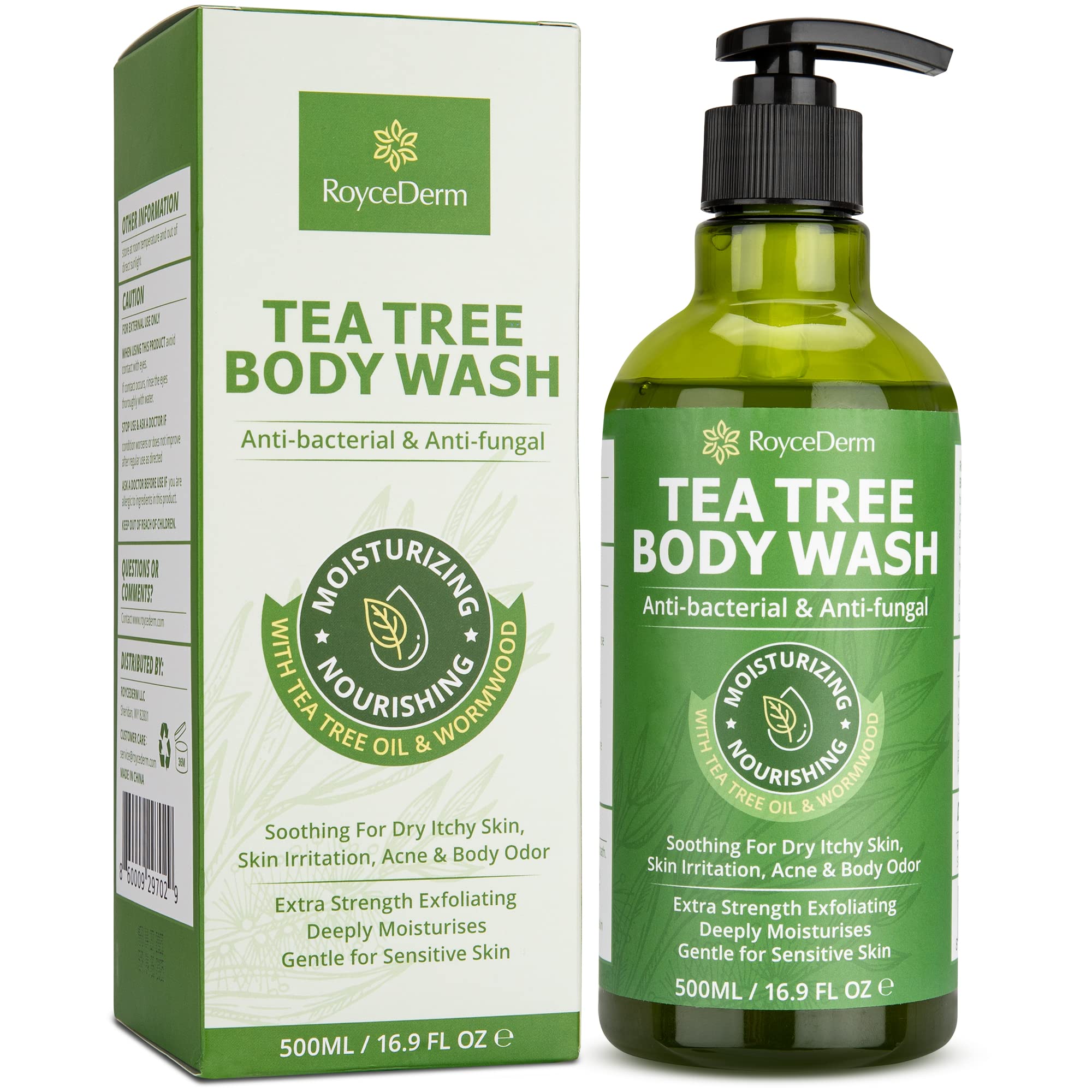 Antifungal Body Wash & Soap - Tea Tree Body Wash for Back Acne, Jock Itch, Athlete's Foot, Body Odor, Nail Fungus, Ring